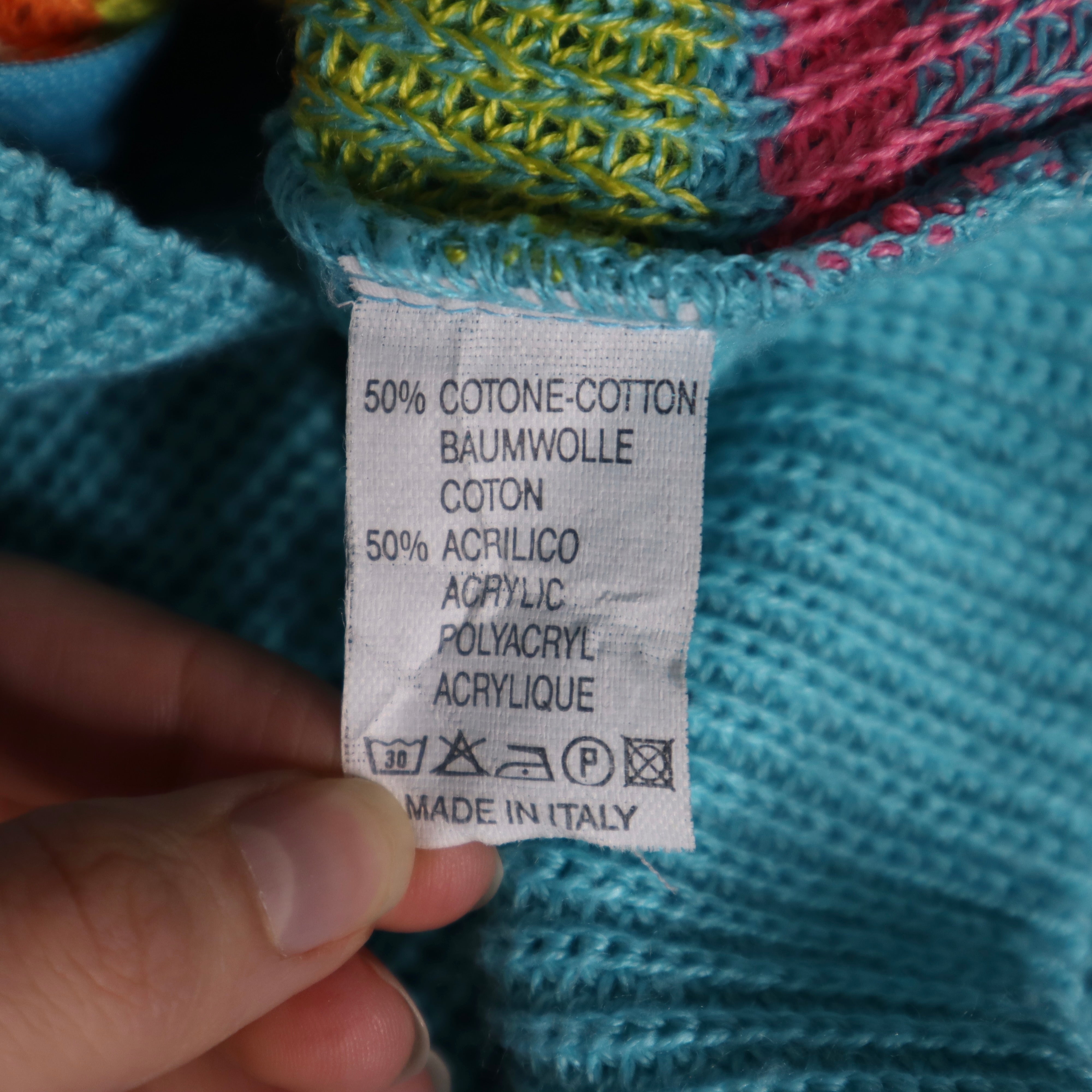 Y2K Italian Colorful Zip Up Knit Top (S/M)