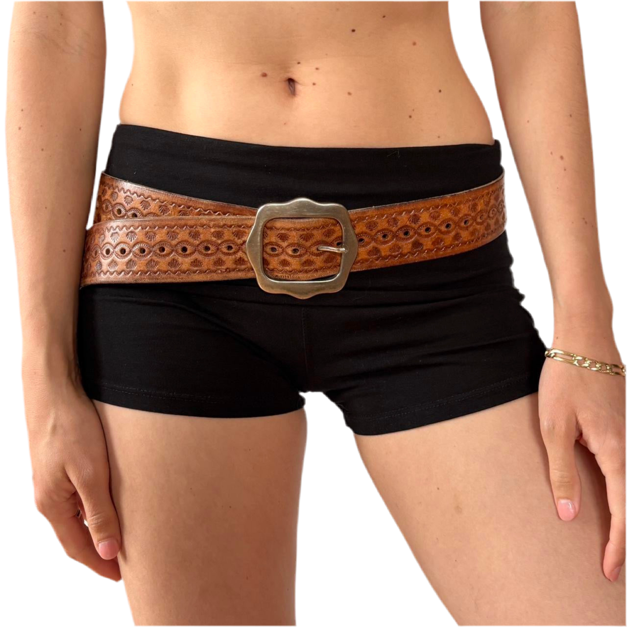 Vintage Embossed Genuine Leather Belt (M)