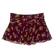 Y2K Floral Silk Mini Skirt (M)