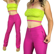 Upcycled Pink Butterfly Flares (M)