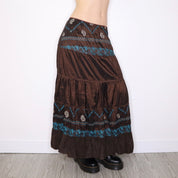 Y2K Italian Boho Brown Maxi Skirt (S/M)