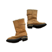 Vintage 2000s Y2K Faux Fur Buckle Boots (US 7 EU 38 UK 5)