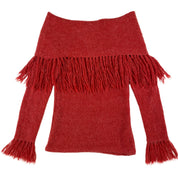 Off The Shoulder Fringe Sweater (S)