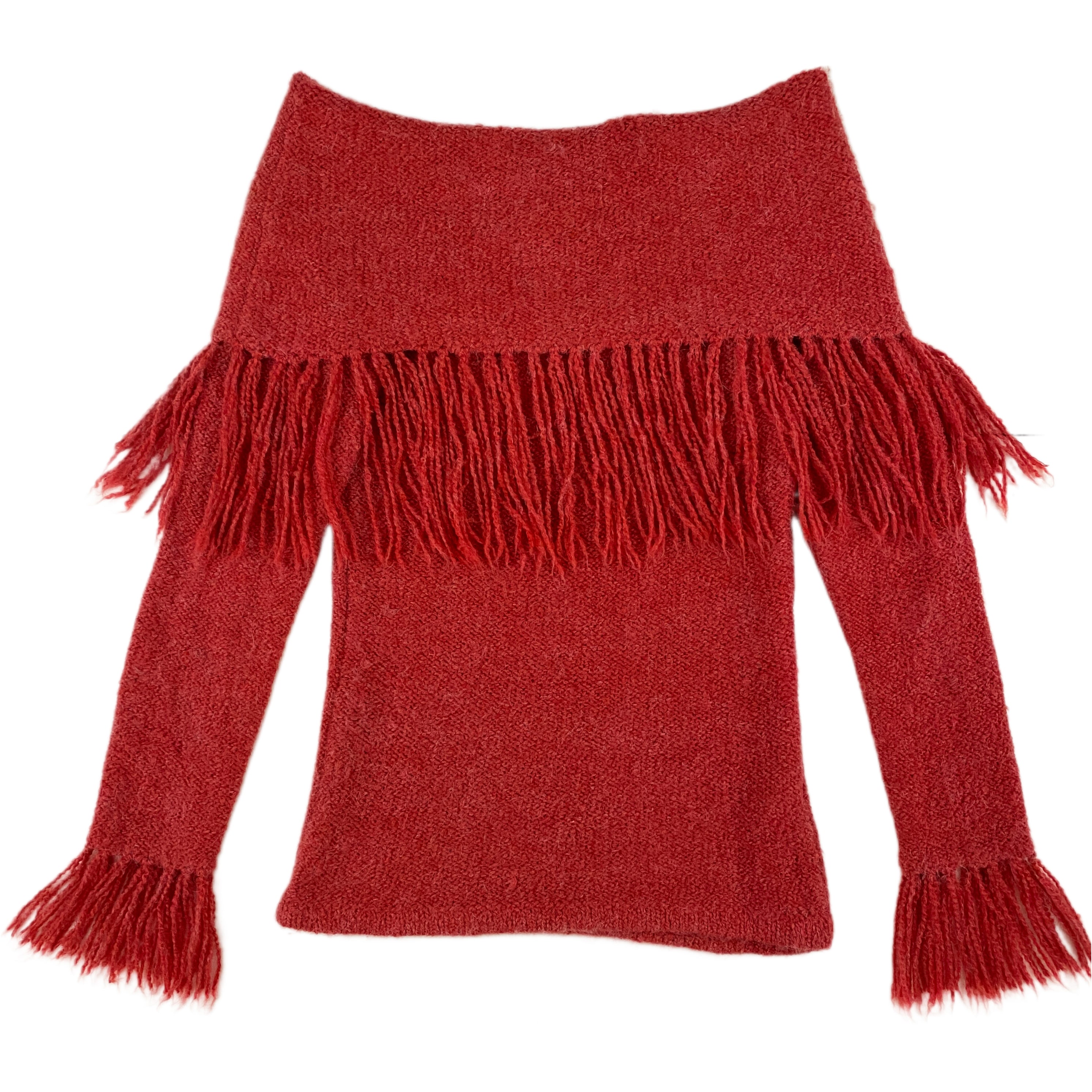 Off The Shoulder Fringe Sweater (S)