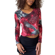 Vintage Italian Graphic Slinky Top (M)