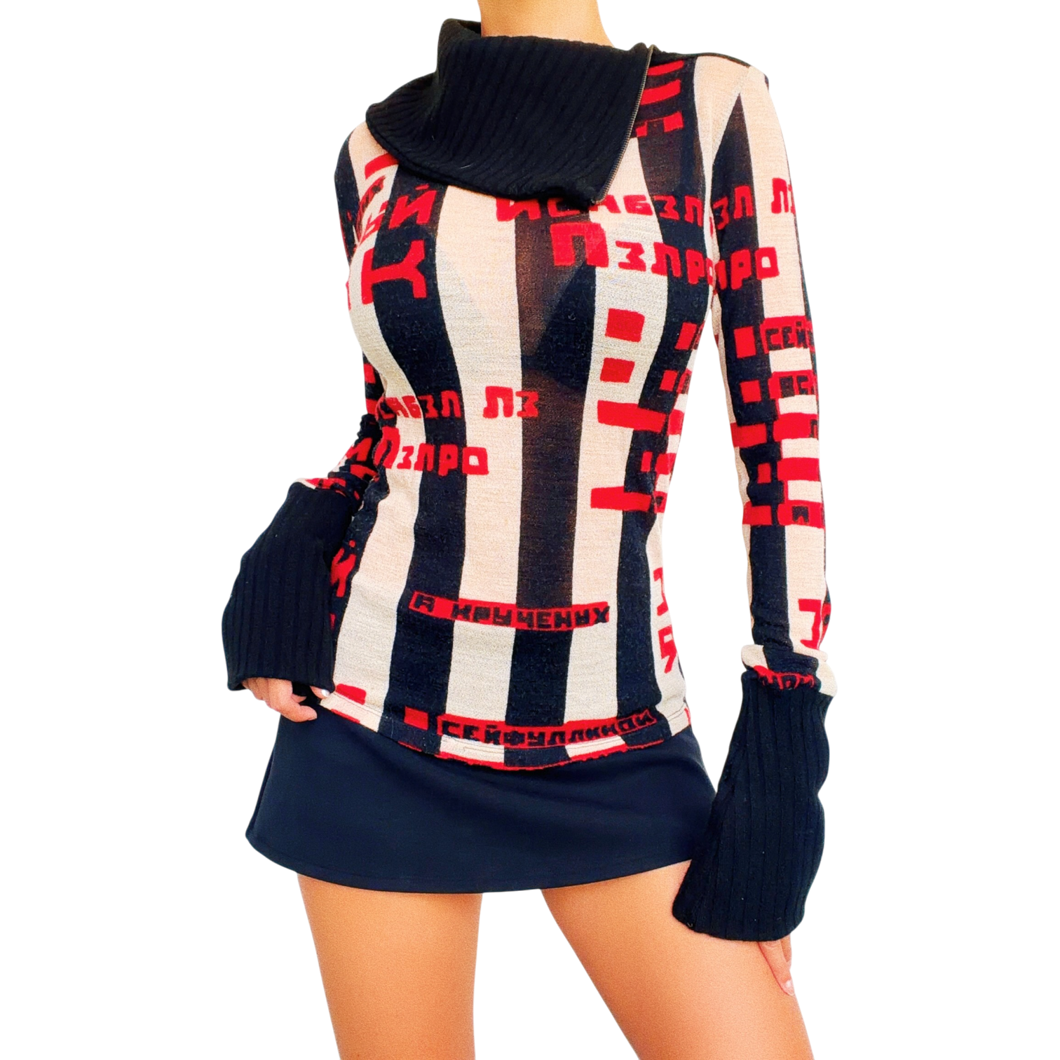 Isabel De Pedro Sheer Graphic Sweater Top (S)