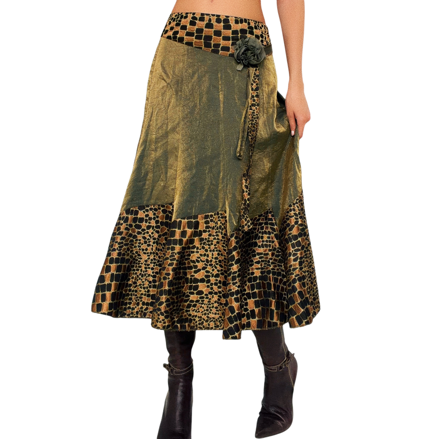 Funky Satin Midi Skirt (M)