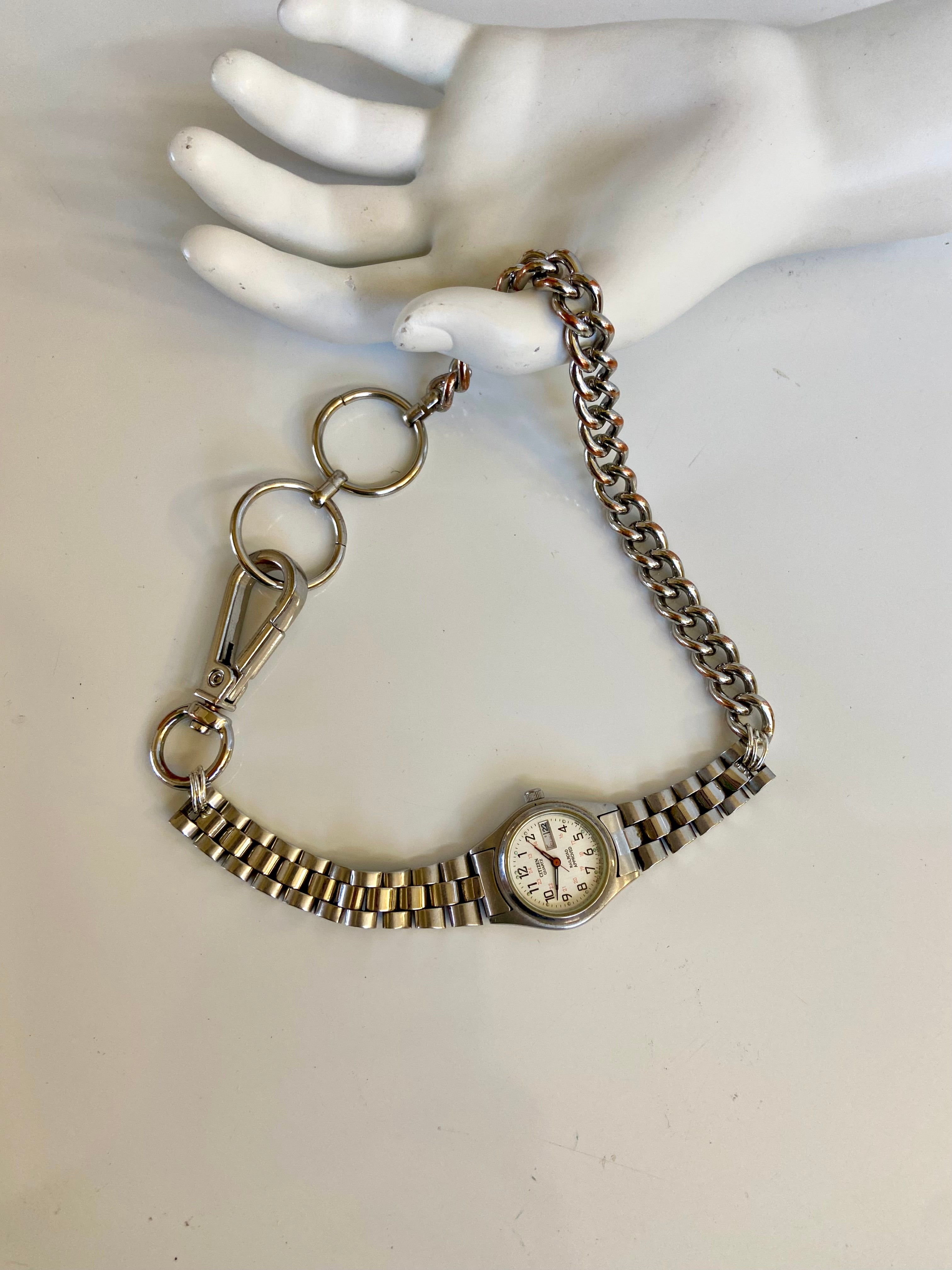 Silver watch choker