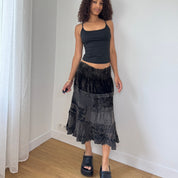 Vintage Italian Patchwork Midi Skirt (M)