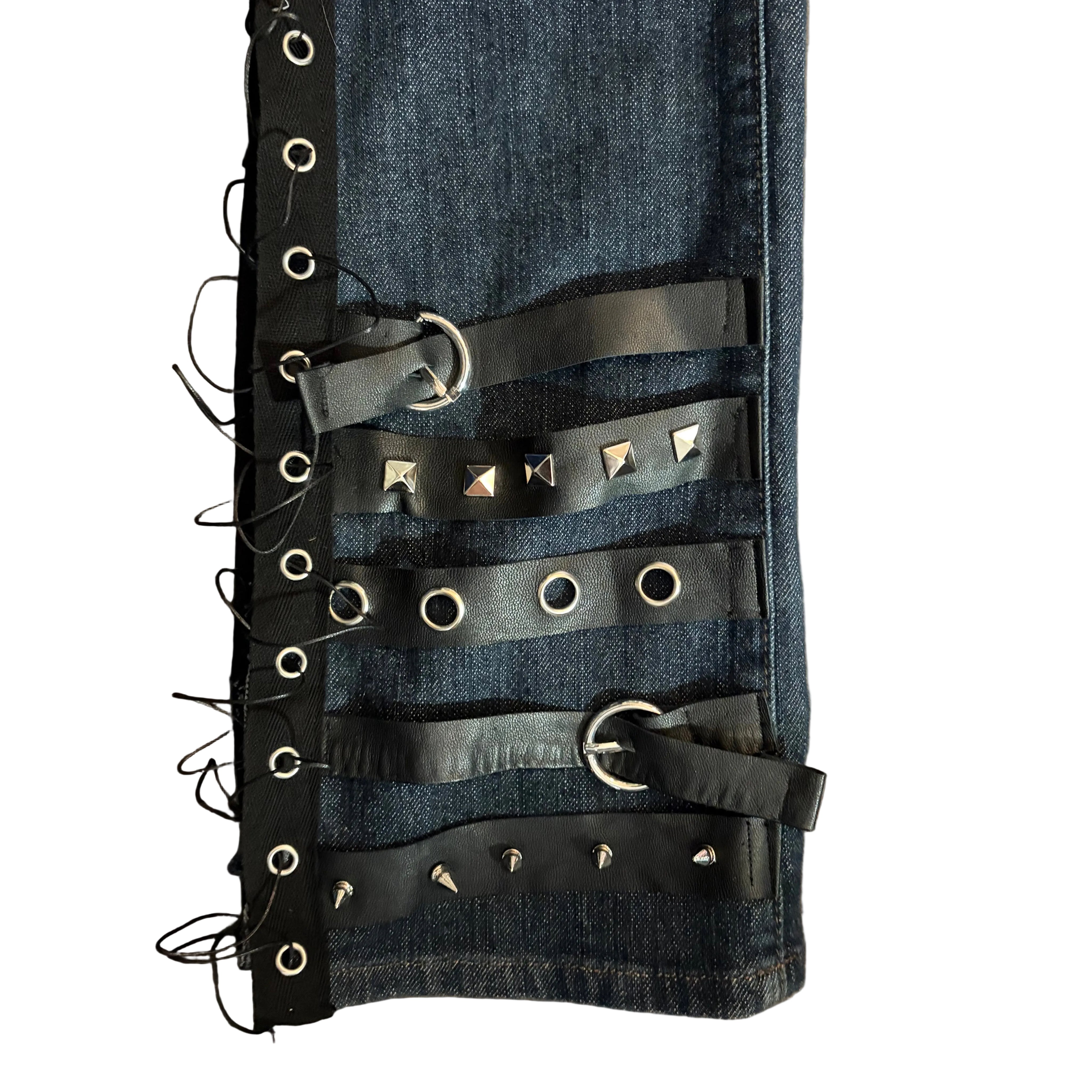 One of One Distressed Punk Low Rise Jeans (XS)