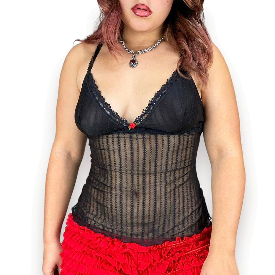 2000s Mesh Rosebud Cami (M)