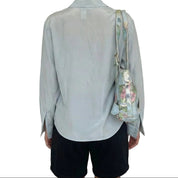 Vintage 90s Pastel Blue Silk Blouse (S)