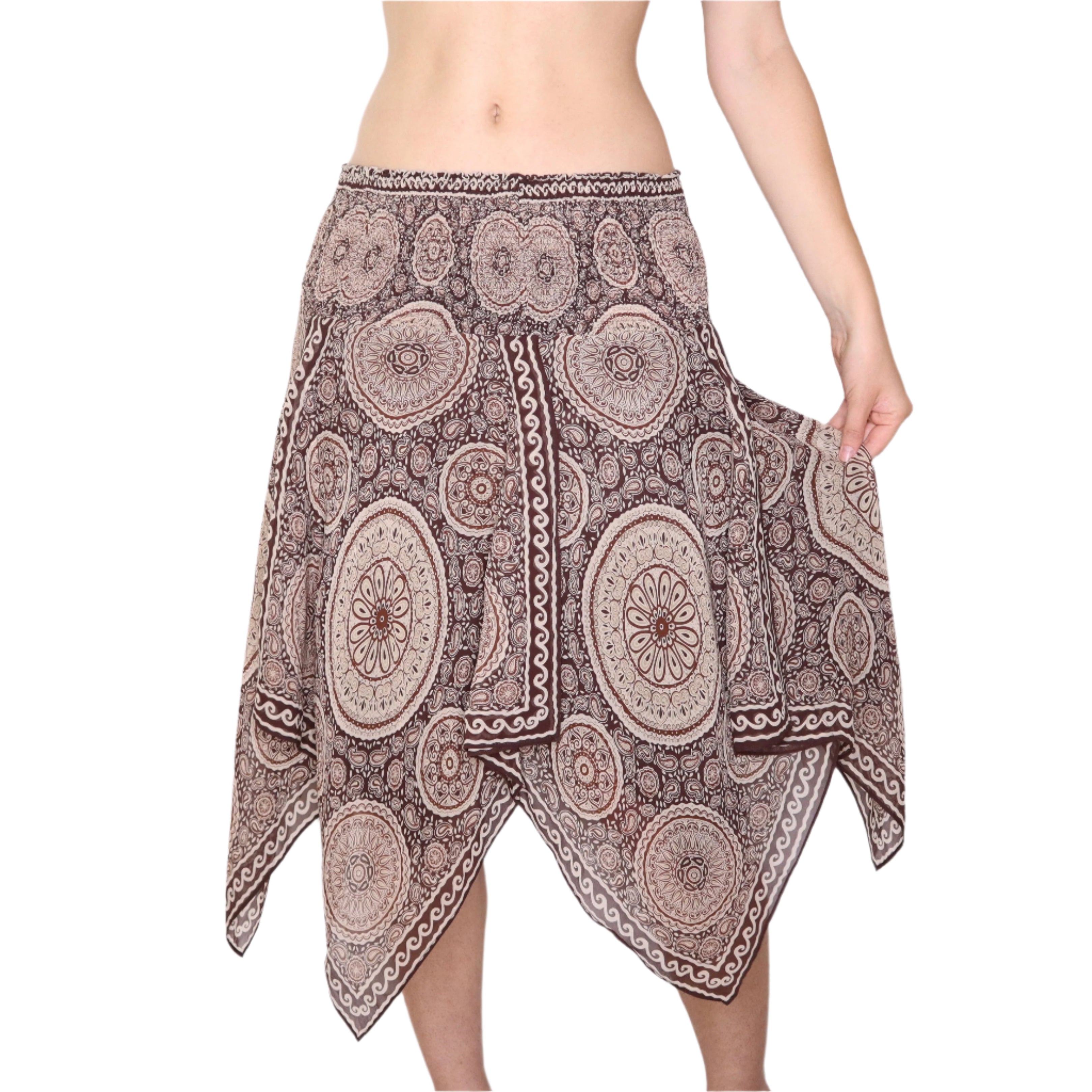 Y2K Silk Boho Brown Fairy Skirt (XS/S)