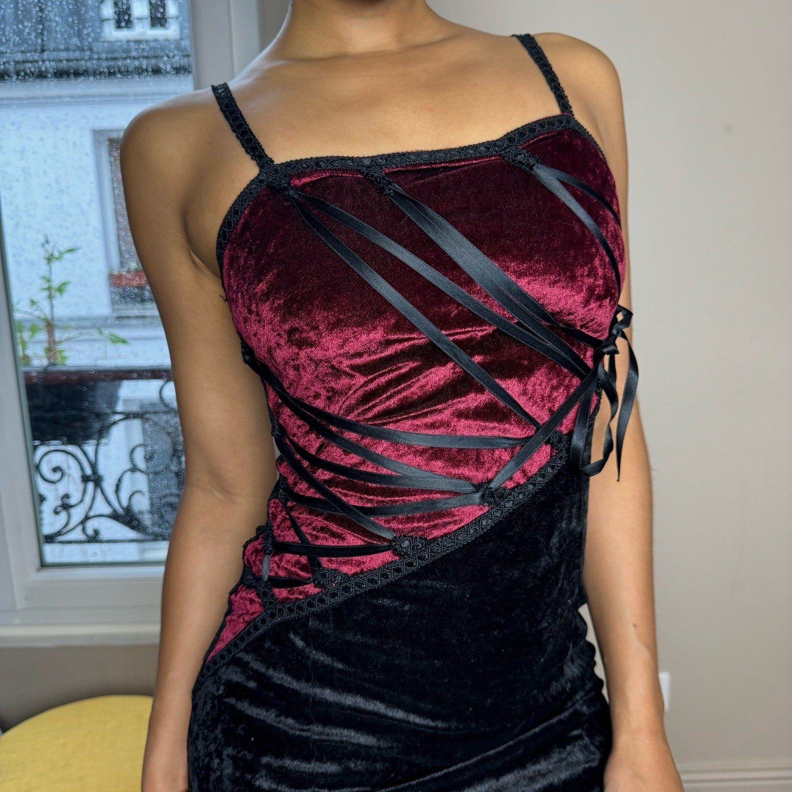 Italian Vintage velvet goth dress (XS/S) Holy Thrift Italian Vintage velvet goth dress (XS/S) Holy Thrift