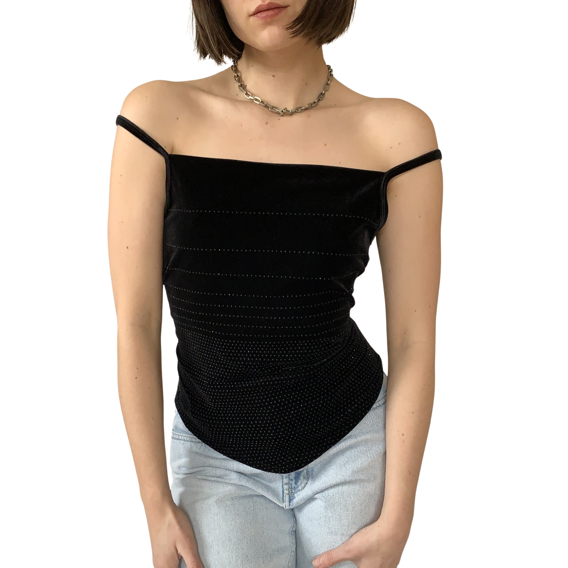 Vintage 1990s Noir Velvet Tank (M)