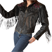 Vintage Leather Fringe Jacket (XS)