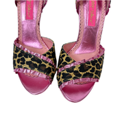 Betsey Johnson Pink & Leopard Print Peep Toe Heels (7)