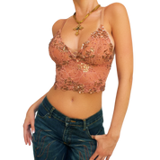 Marciano Lacy Beaded Bralette Top (XS)