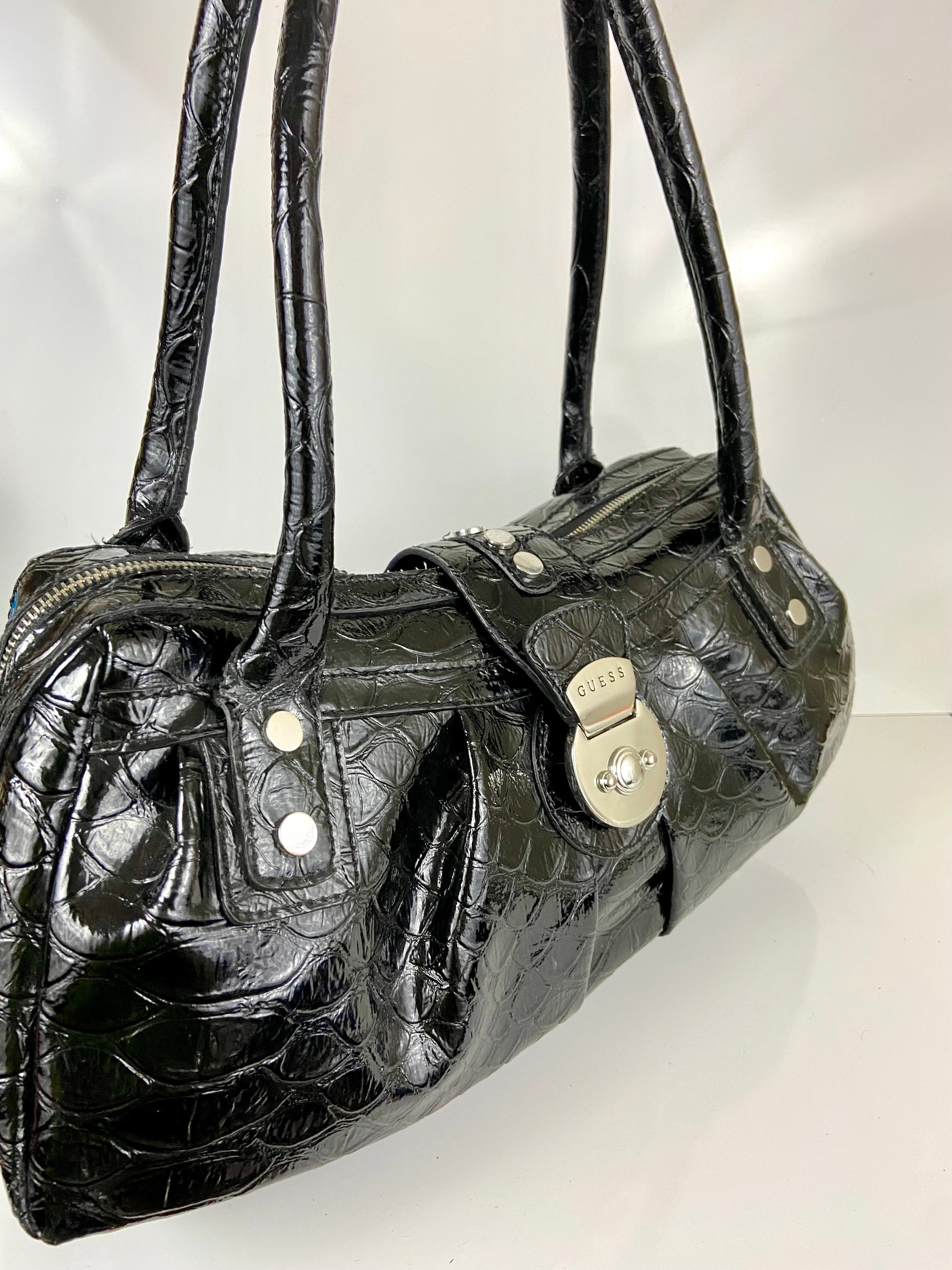 Y2K black leather Guess bag – Holy Thrift