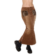 Y2K Brown Corduroy Maxi Skirt (S)