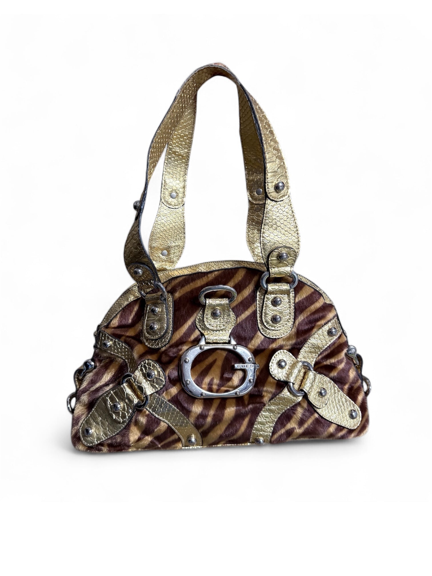 00s GUESS tiger print shoulder-bag