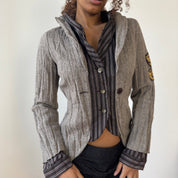 Vintage Herringbone Blazer with Patches (S/M)