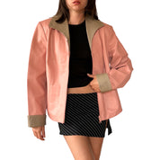 Pink Genuine Leather Jacket (L)