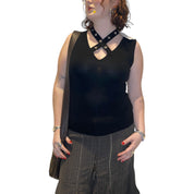 Y2K Black Eyelet Vest (M)