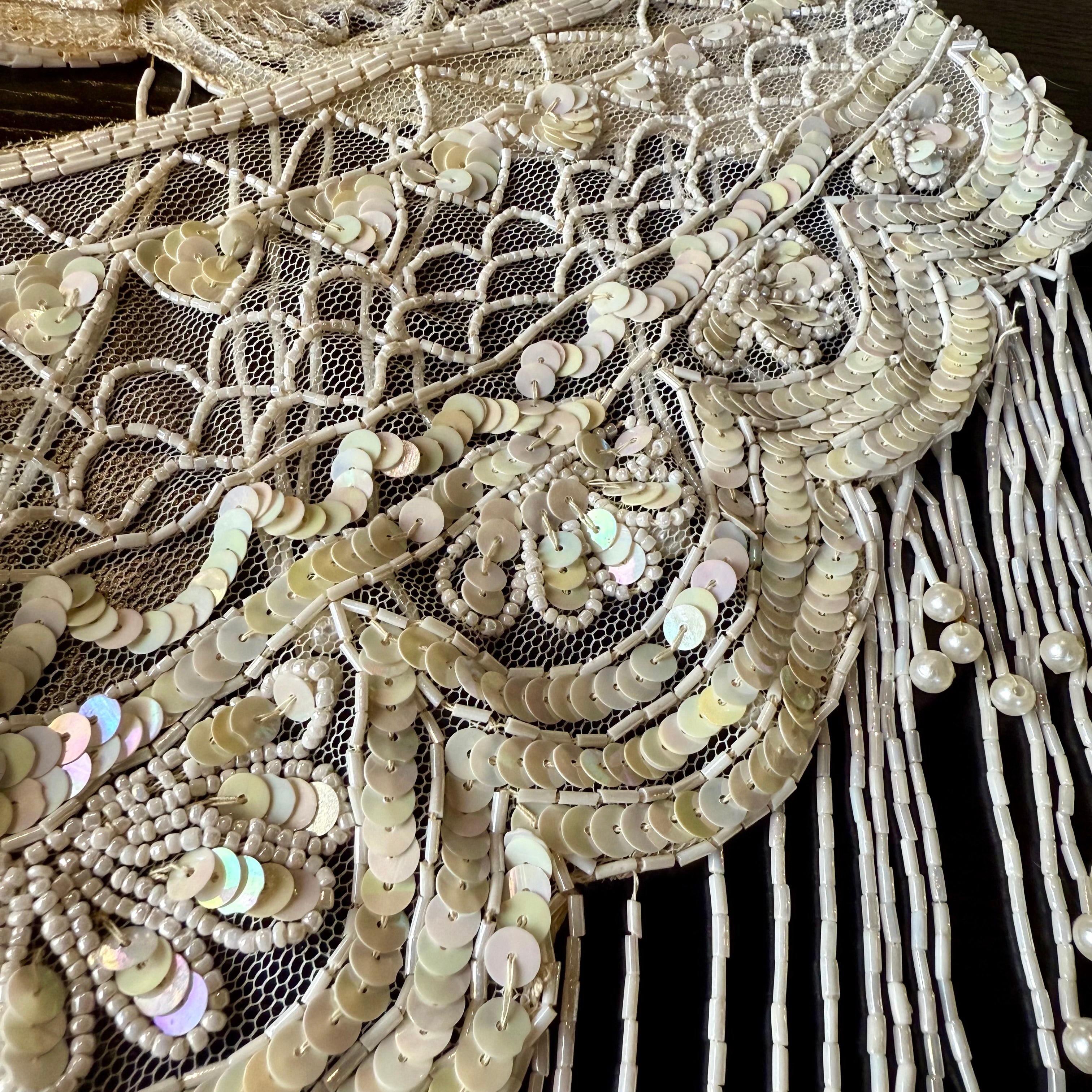 Vintage beaded Shawl with Rose Pattern