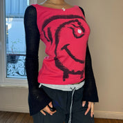 Vintage Desigual Red Graphic Knit Top (S)