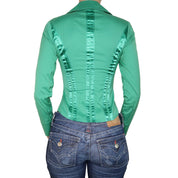 Y2K Kelly Green Hook and Eye Corset Blouse (XS)