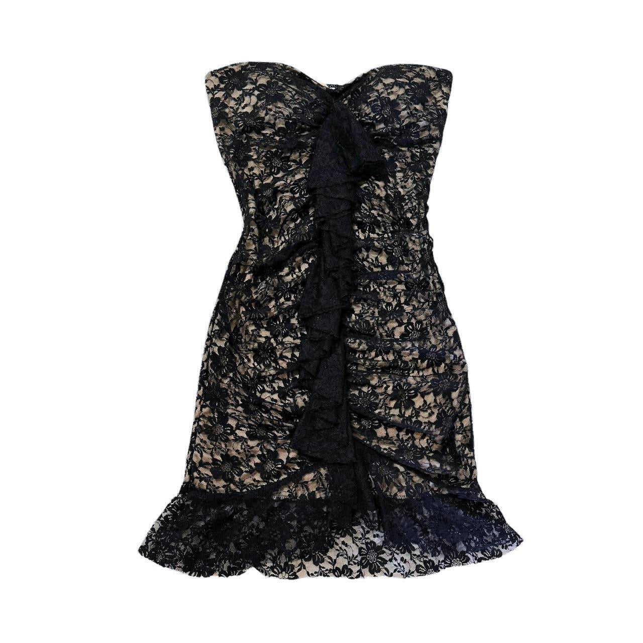 Y2K Lace Ruffle Mini Dress (S)