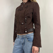 Vintage Brown Denim & Leather Jacket (S)