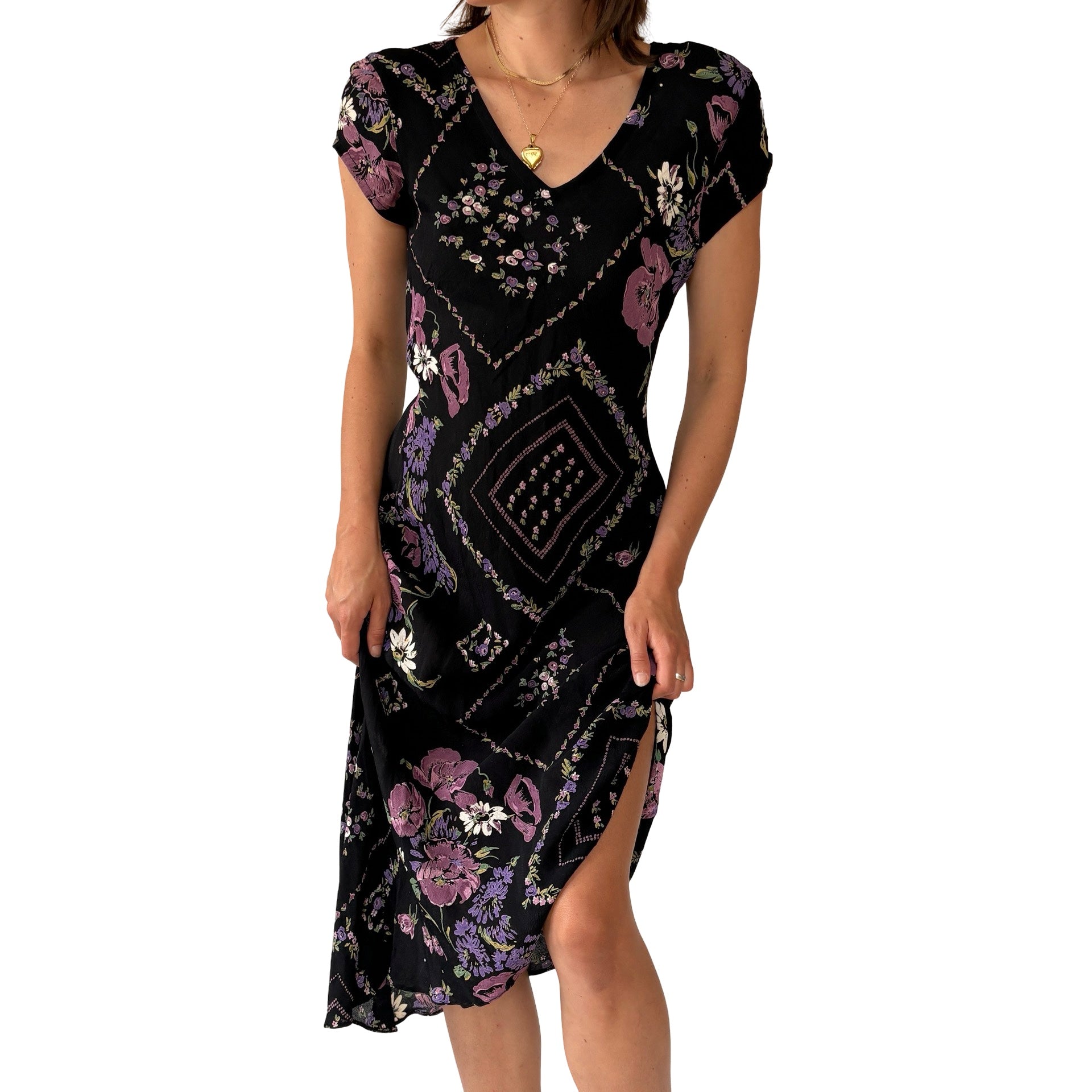 90s Floral Bias Cut Dress (S/M)