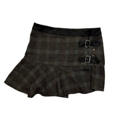 Vintage euro brown plaid mini skirt (S)