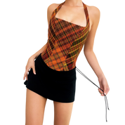 Vintage Plaid Corset Top (M)