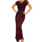 90s Sheer Burgundy Maxi Dress (XS/S)