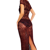 90s Sheer Burgundy Maxi Dress (XS/S)