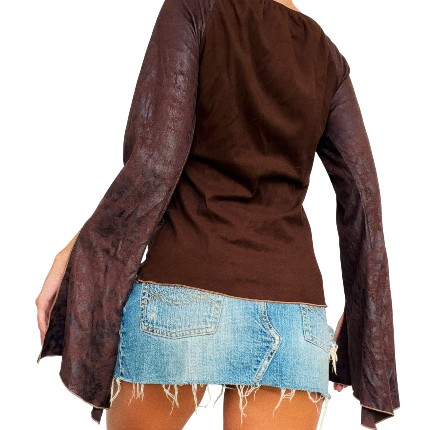 French Faux Suede Bell Sleeve Top (M)