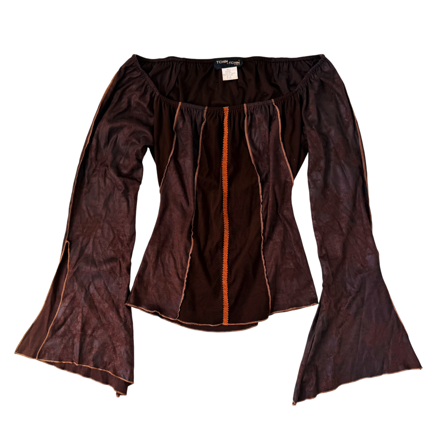 French Faux Suede Bell Sleeve Top (M)