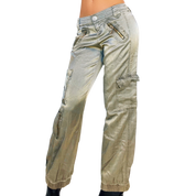 Z. Cavaricci Olive Satin Cargo Pants (S)