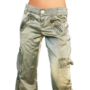 Z. Cavaricci Olive Satin Cargo Pants (S)