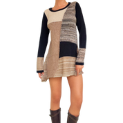 Patchwork Knit Mini Dress (S)