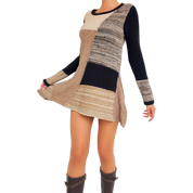 Patchwork Knit Mini Dress (S)