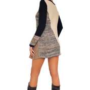 Patchwork Knit Mini Dress (S)