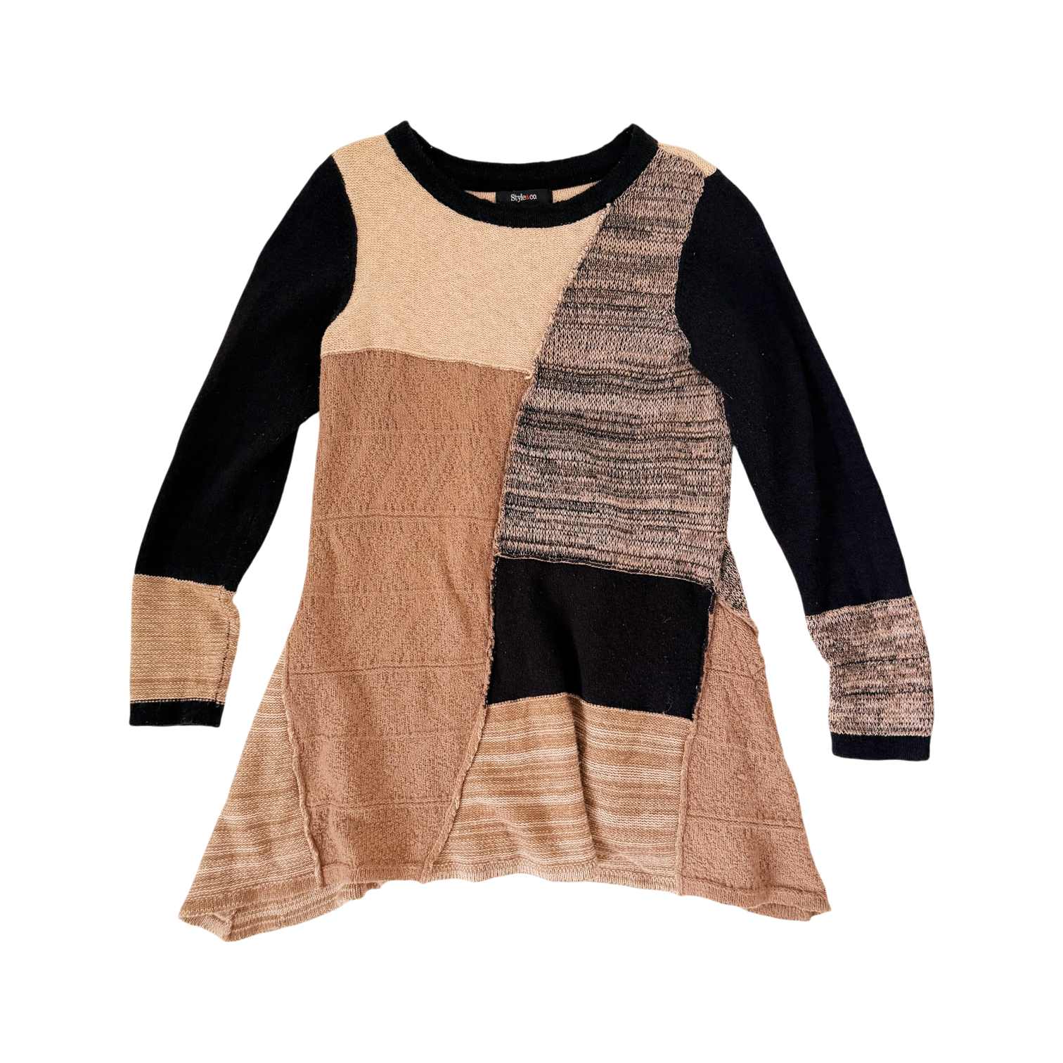 Patchwork Knit Mini Dress (S)