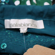 Y2K Teal Beaded Silk Top (M)