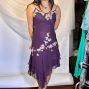 Vintage Asymmetrical Silk Floral Dress (S/M)