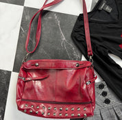 Red Leather Studded Purse