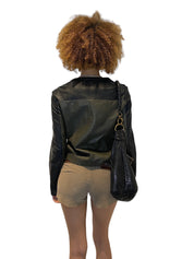 Vintage Y2k Angel Wing Tattoo Biker Jacket (M)